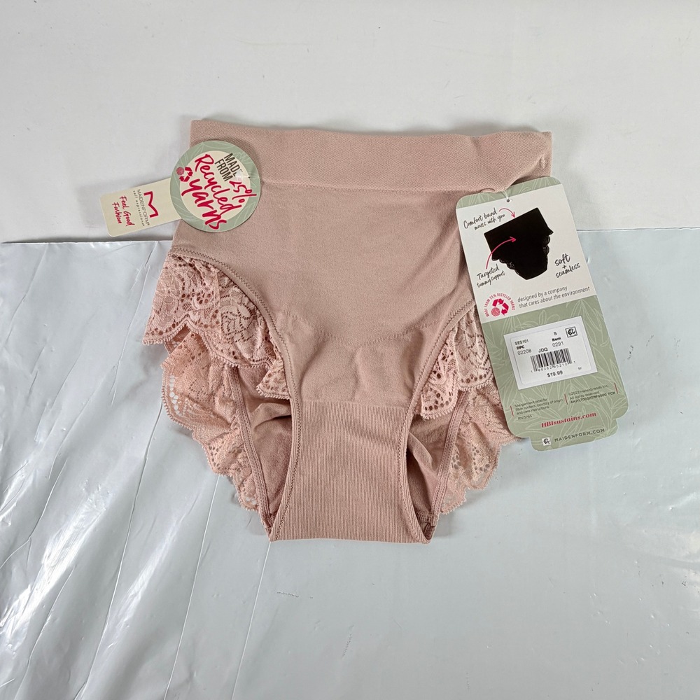 Maidenform Feel Good Fashion Firm Tummy Control Lace Brief Panty Size S NWT
